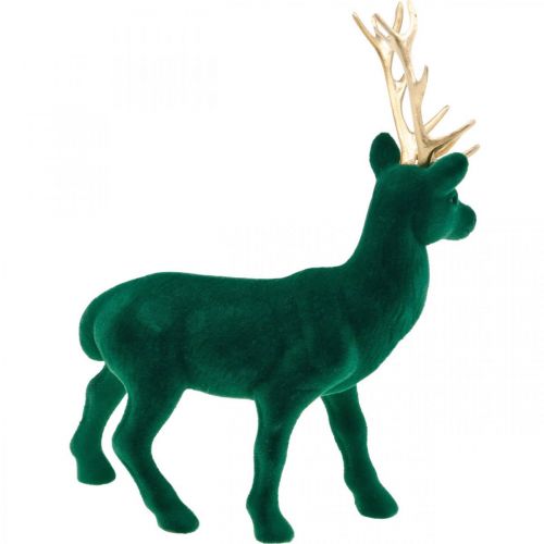 Product Deer standing deco figure green gold table decoration advent 27cm