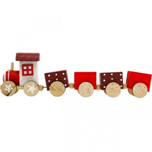 Product Wooden train deco Christmas train red L20cm H6cm 2pcs