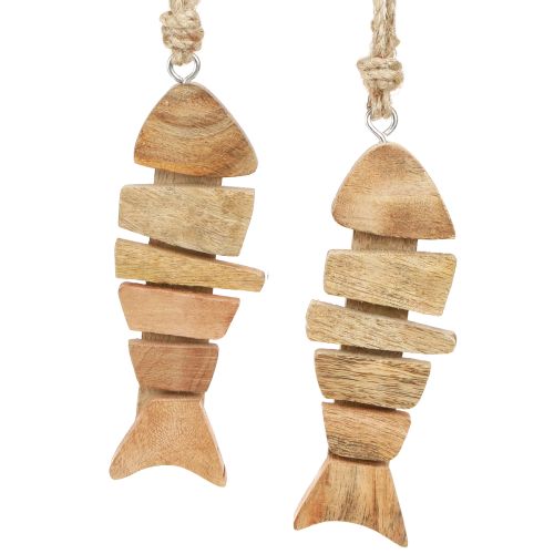 Product Wooden Fish Decoration Hanger Maritime in Natural 16x2x5cm 2pcs