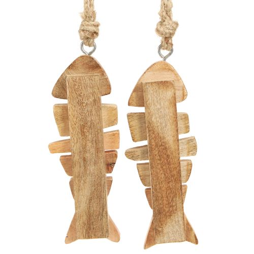 Product Wooden Fish Decoration Hanger Maritime in Natural 16x2x5cm 2pcs