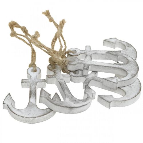 Floristik24 Anchor decoration, maritime summer decoration, hanging decoration wood 12cm 5pcs