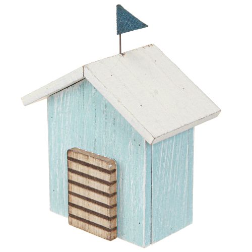 Product Wooden House Beach House Decoration Natural Blue H9.5cm 3 pcs