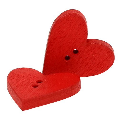 Floristik24 Wooden heart buttons 2.5cm red 48 pcs