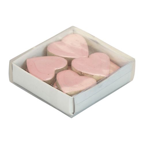 Product Wooden hearts decoration hearts light pink gloss table decoration 4.5 cm 8 pcs