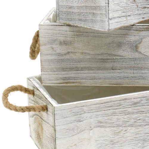 Floristik24 Flower box, wooden box for planting, cachepot, planter set L35/30/25cm