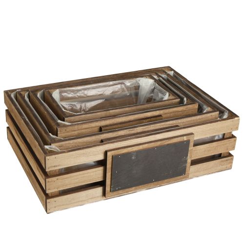 Product Wooden box with blackboard box planter 40/35/30/25cm set of 4