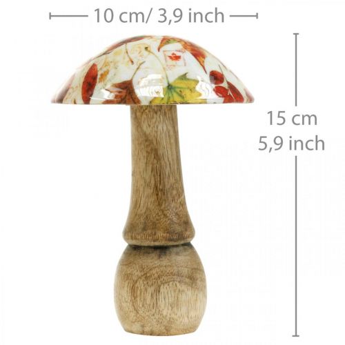 Product Wooden mushroom decoration autumn leaves white, colorful mushroom table decoration Ø10cm H15cm