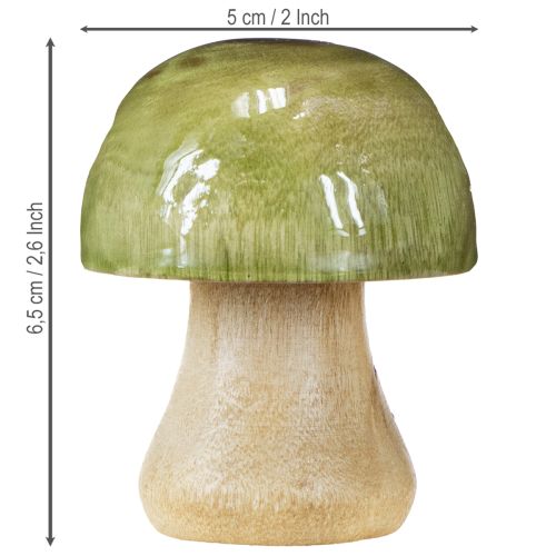 Product Wooden Mushrooms, Autumn Decoration, Mushrooms, Green, Red, Orange, H6.5cm, 9 Pieces
