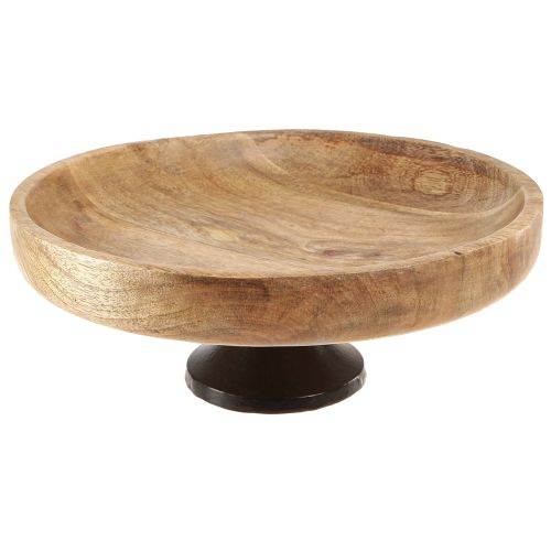 Wooden bowl with base decorative bowl wood natural black Ø25cm