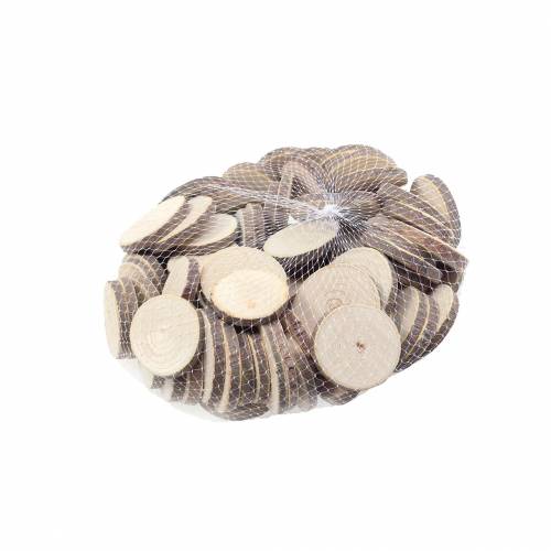 Floristik24 Wooden discs round natural Ø3.5–5cm 400g in a net