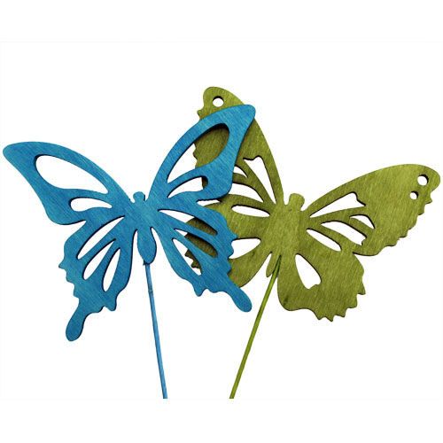 Product Wooden butterfly with wire colorful assorted 8cmx6cm L28cm 18 pcs