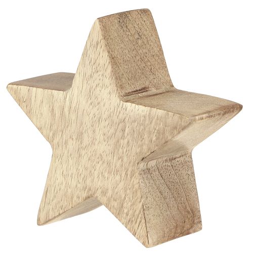 Product Wooden star green natural star mango wood table decoration Ø10cm 3 pcs