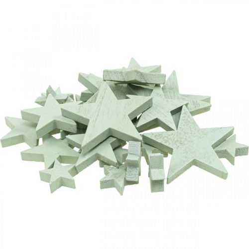 Product Wooden Stars Decoration Scatter Decoration Christmas Mint 3/5/7cm 29 pcs