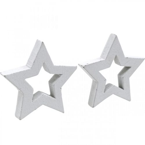 Product Wooden stars confetti Christmas stars white 3cm 72 pcs