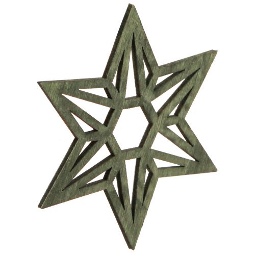 Product Wooden stars Christmas decoration wooden decoration stars green 8 cm 16 pcs