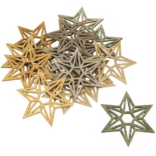 Product Wooden stars Christmas decoration wooden decoration stars green 8 cm 16 pcs