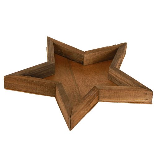 Product Wooden tray star decoration in brown Ø38/29/22cm set of 3