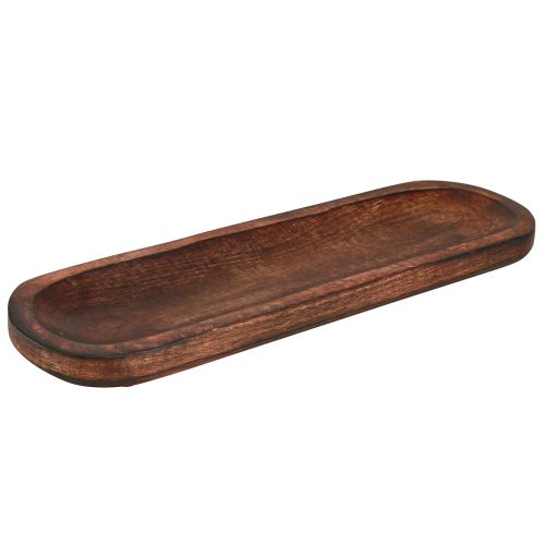 Wooden tray oval dark brown glazed decorative tray 40×12cm