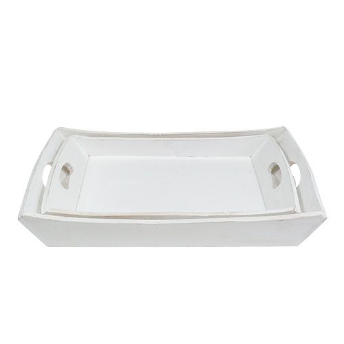 Floristik24 Wooden tray 2-set 42x28 / 35.5x24cm white