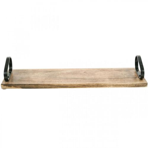 Product Wooden tray, decorative tray with metal handles, table decoration L44cm