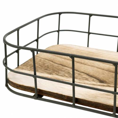 Floristik24 Wooden tray with metal edge 45cm 35×25/29×19/42×14cm set of 3
