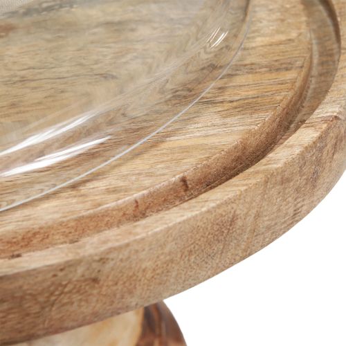 Product Wooden plate with glass dome decorative cheese dome Ø27cm H31cm