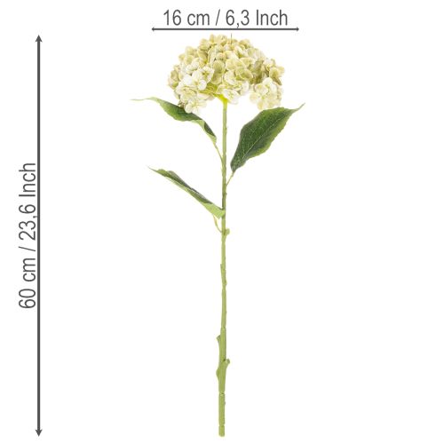 Product Artificial hydrangea flower with long stem and leaves, 60cm