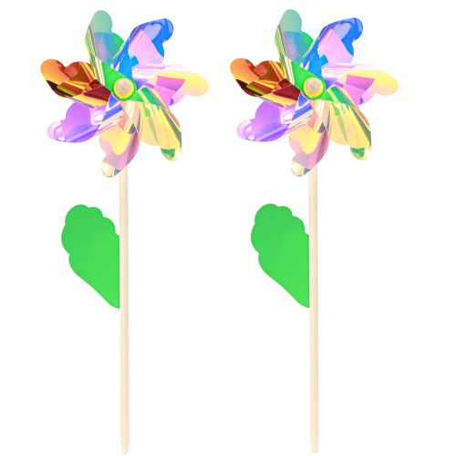 Product Iridescent Windmill Flower with Leaf Windmill Ø17.5cm 2pcs