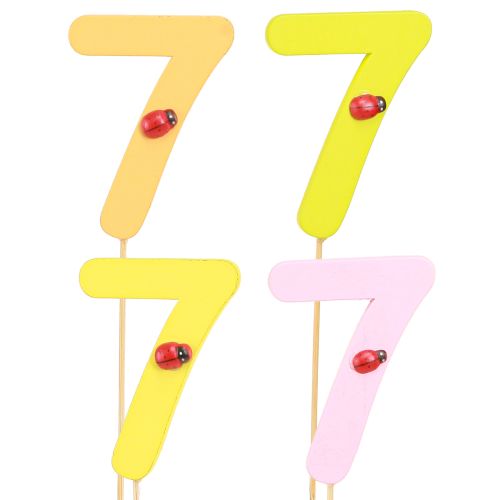 Floristik24 Anniversary number &quot;7&quot; on stick Colorful number plugs 7.5cm 16 pcs