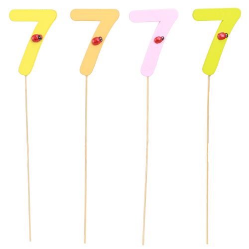 Product Anniversary number &quot;7&quot; on stick Colorful number plugs 7.5cm 16 pcs