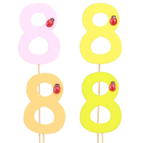 Floristik24 Anniversary number &quot;8&quot; Colorful number plug wood 7.5cm 16 pcs