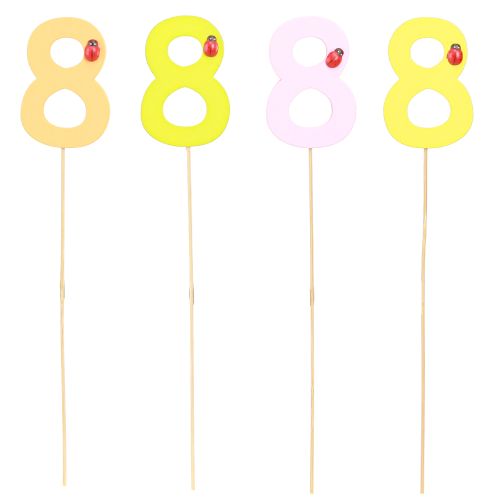 Product Anniversary number &quot;8&quot; Colorful number plug wood 7.5cm 16 pcs