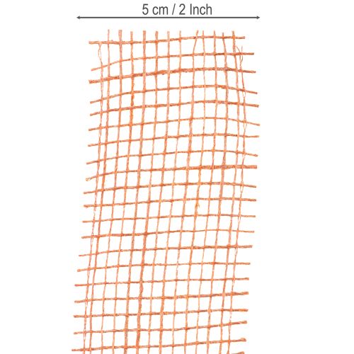 Product Jute ribbon, red-orange, mesh ribbon, jute, ecological, terracotta, 5cm wide, 40m long