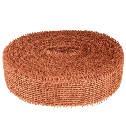 Product Jute ribbon, red-orange, mesh ribbon, jute, ecological, terracotta, 5cm wide, 40m long