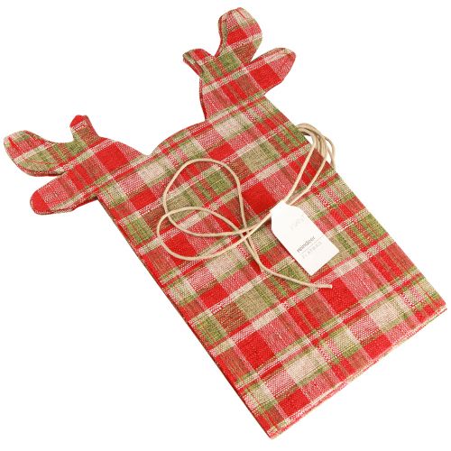 Product Checked gift bag fabric Christmas reindeer 22×28cm 5 pcs