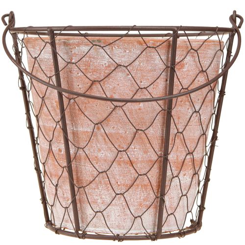 Product Ceramic Flowerpot Basket Handle Metal Brown Ø18cm