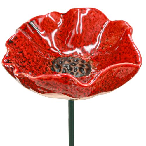 Product Ceramic decorative poppy flower garden stake poppy red Ø8cm 4 pieces