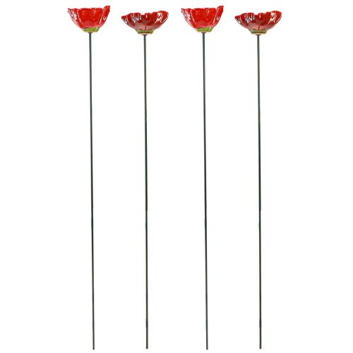 Product Ceramic decorative poppy flower garden stake poppy red Ø8cm 4 pieces