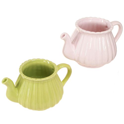 Ceramic Decorative Teapot Planter Pink Green 19.5×13.5×11cm 2 pcs