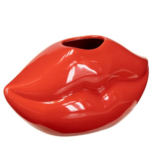 Product Ceramic vase red kiss mouth decorative vase 17×8.5×9cm