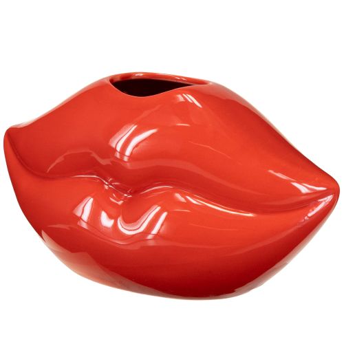 Product Ceramic vase red kiss mouth decorative vase 17×8.5×9cm