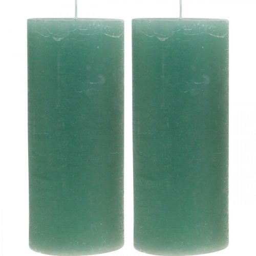 Product Pillar candles dyed green jade 85×200mm 2pcs