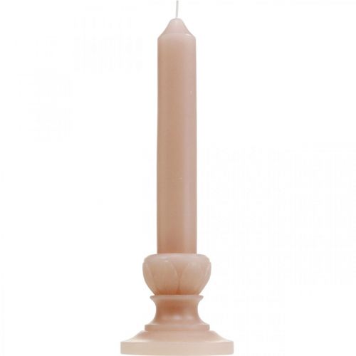Floristik24 Decorative rod candle pink nostalgia candle wax solid colored 25cm