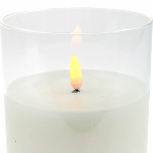 Floristik24 Deco lantern LED candle in a glass real wax Ø10cm H15cm