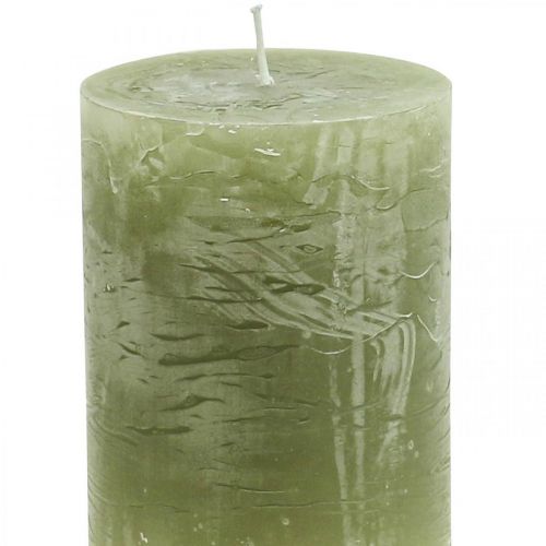 Product Solid coloured candles olive green pillar candles 60×80mm 4pcs