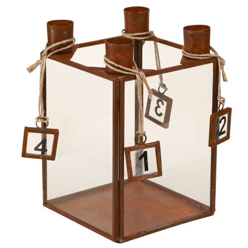 Advent candle holder for filling rust metal 10×10×15.5cm