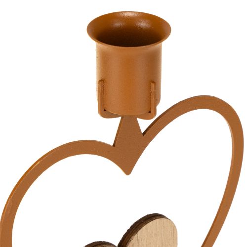 Product Candlestick candles star heart fir brown H16.5cm assorted 3pcs