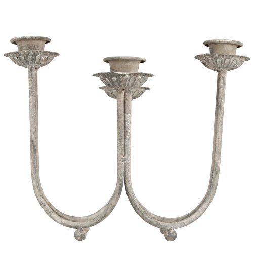 Product Candle holder for 4 taper candles grey vintage 31×23cm H25cm