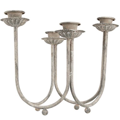 Product Candle holder for 4 taper candles grey vintage 31×23cm H25cm