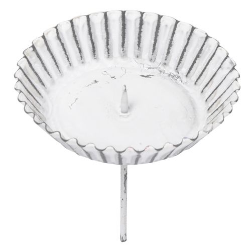 Floristik24 Candle holder for sticking white cake tin Ø10cm 4pcs